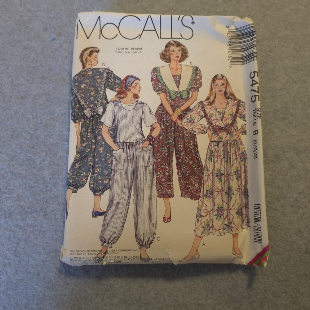 McCall's 5475 Misses Dress & Jumpsuit Pattern‎ Size B (8-10-12) UNCUT Vintage...